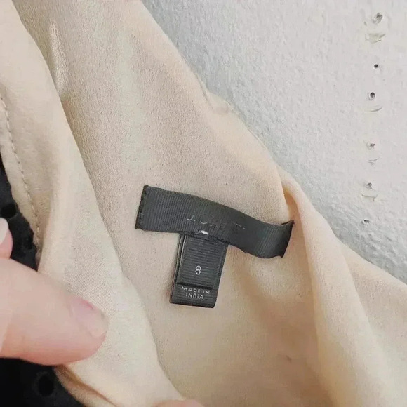 J Crew One Shoulder Black Eyelet Asymmetrical Blouse Lace Women's Size 8 - Picture 4 of 5